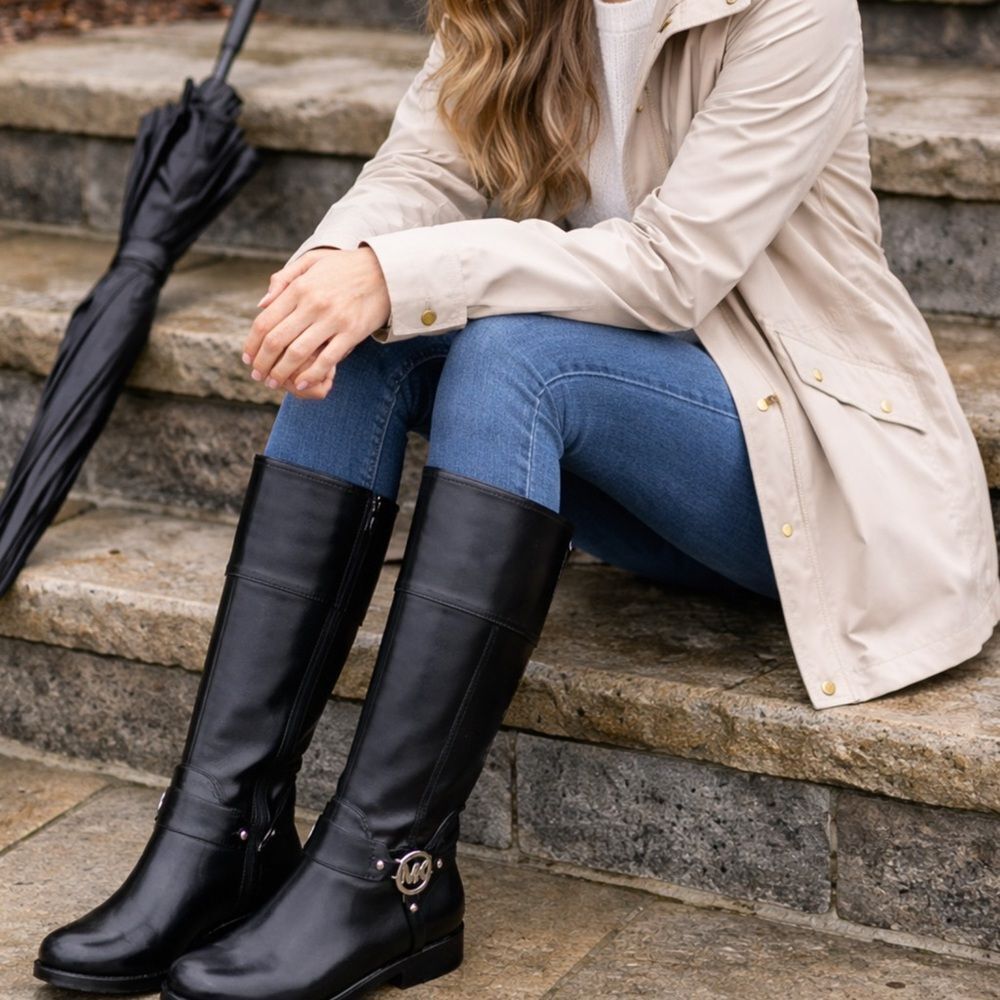 MICHAEL KORS Fulton Harness Rubber Black Boots